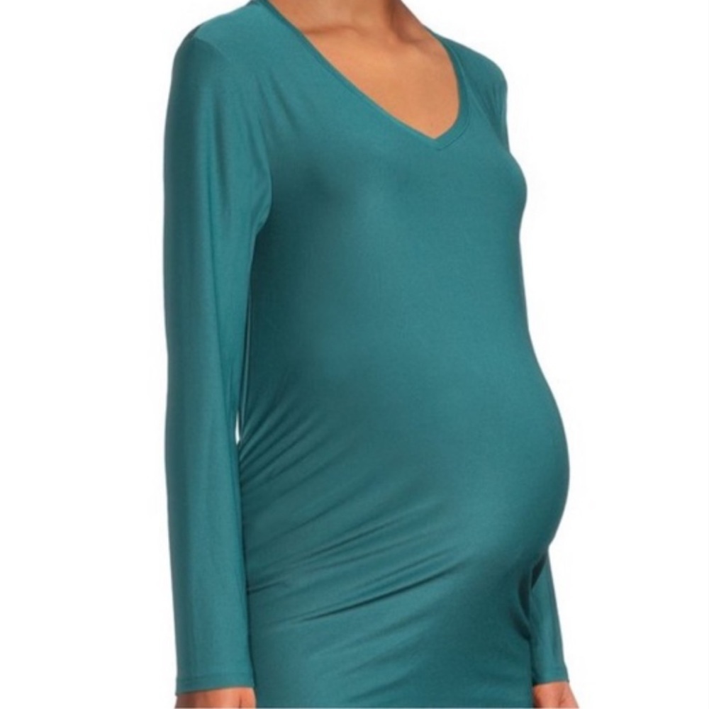 Maternity V-Neck T-shirt with Long Sleeves - Picture 3 of 7
